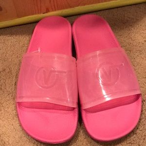 Bright Pink Vans Slide On Sandals